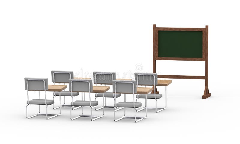 3d empty classroom stock illustration
