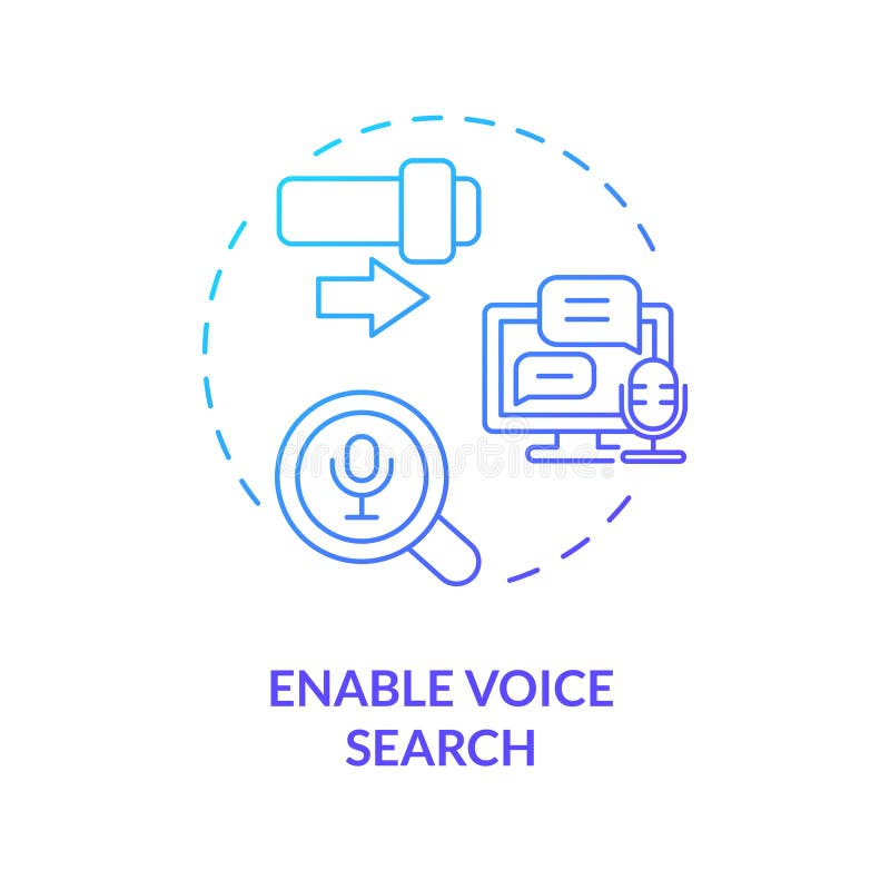2d permite conceptul pictogramei gradient de căutare vocală stock illustration