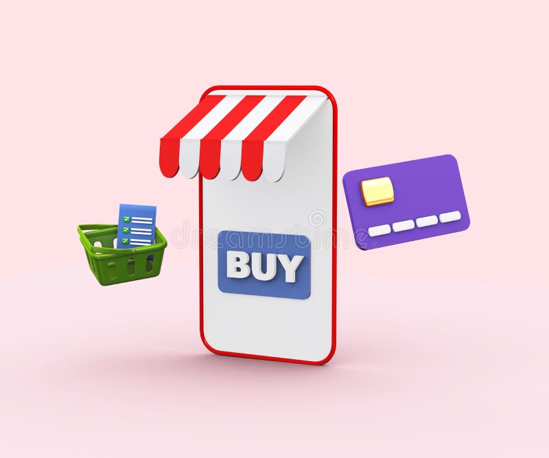 3d-Erbringung mobiler Online-Kreditkäufe stock abbildung