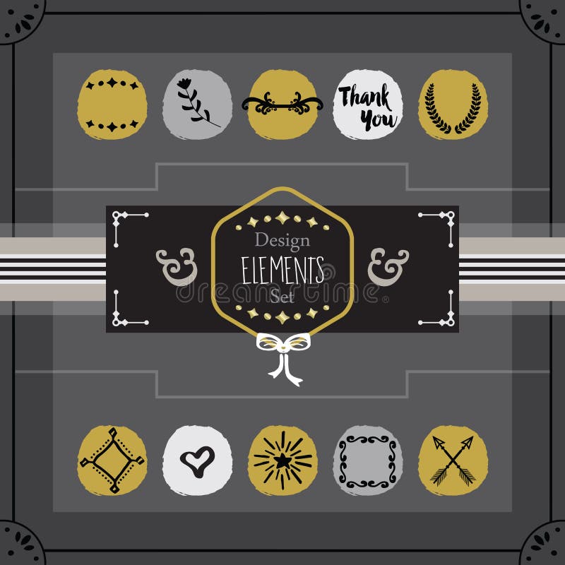 D'or et gris symbolise l'ensemble d'éléments de design de carte illustration de vecteur D'or et gris symbolise l'ensemble d'éléments de design de carte illustration de vecteur
