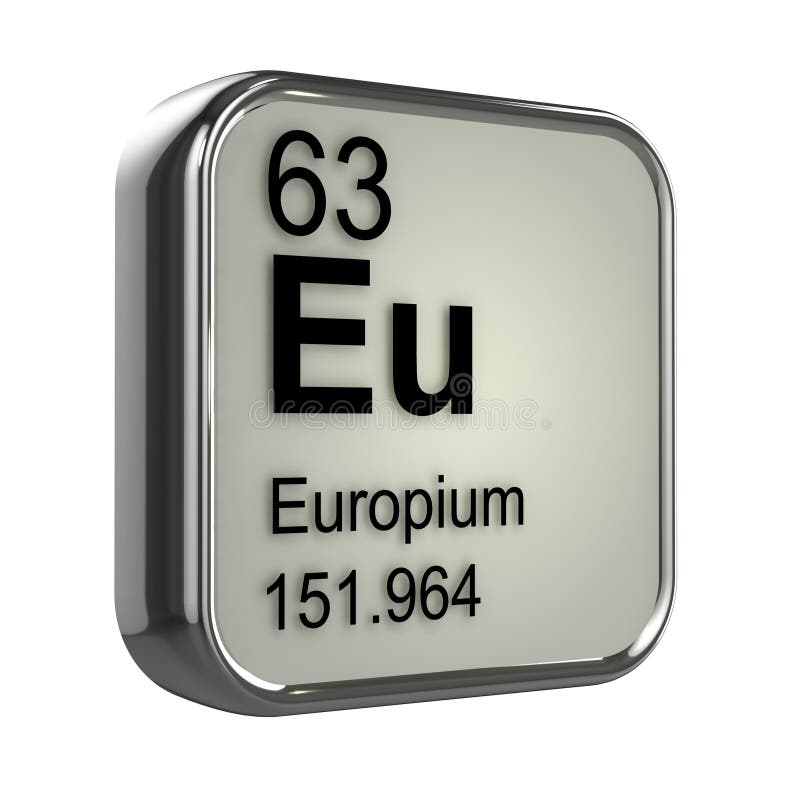 Europium As Element 63 of the Periodic Table 3D Illustration on Grey