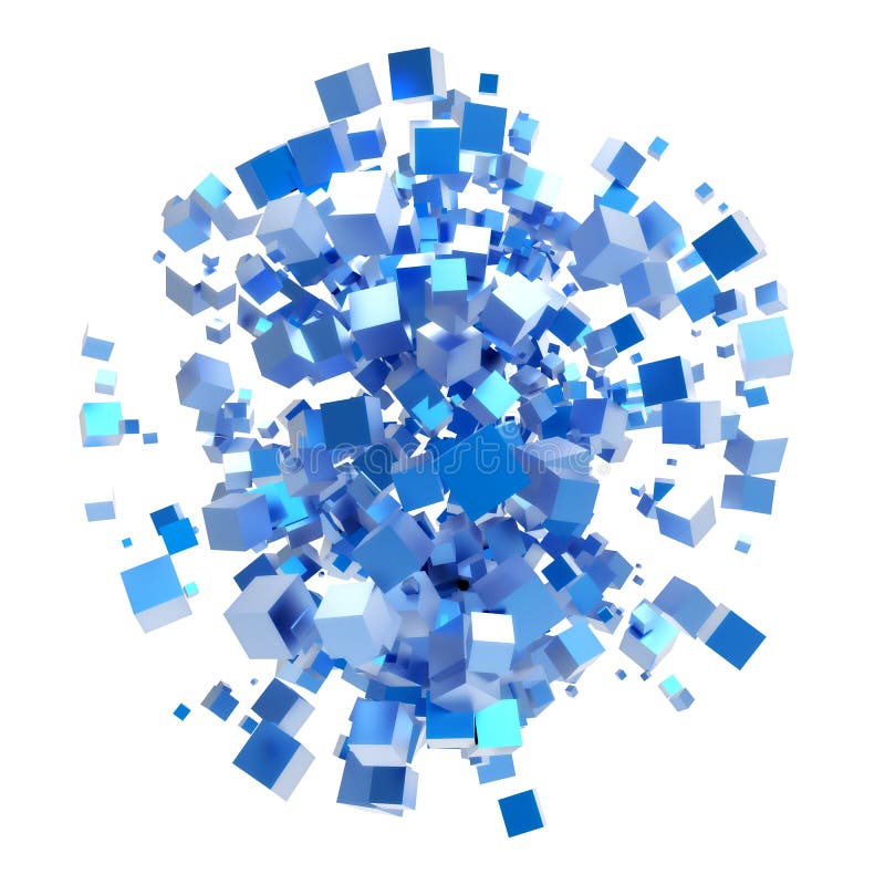 Explozie abstractă 3D de cuburi royalty free illustration