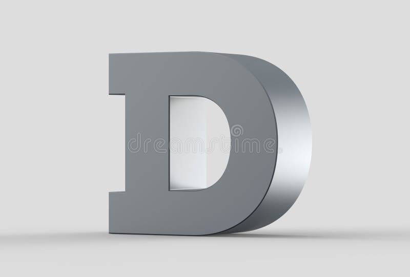 3D Extruded Uppercase Letter D Isolated on Soft Gray Background. Stock ...