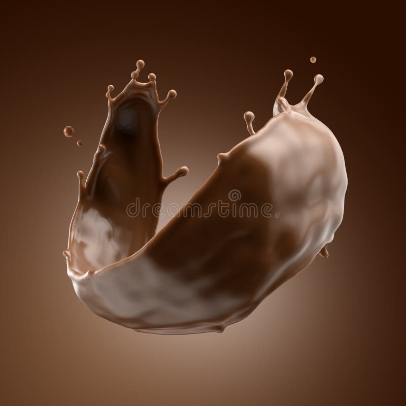 3d face ciocolata splascacao băutură sau cafea stropitoare ingredient de fierbere. clip grafic cu undă lichidă formă abstractă. royalty free illustration