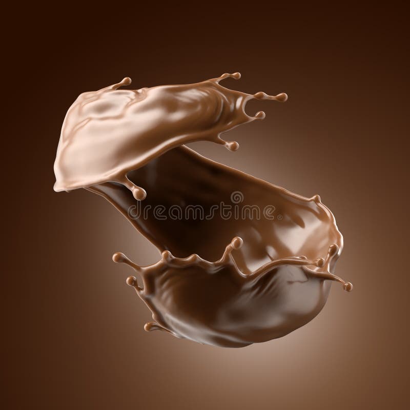 3d face ciocolata splascacao băutură sau cafea stropitoare ingredient de fierbere. clip grafic cu undă lichidă formă răsucită abst stock illustration