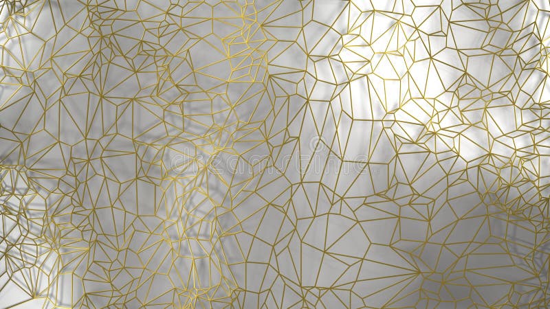 3d face din zidul modern de aur realizat prin sârmă aurie, clustere aleatorii triunghiuri digitale, ilustrare abstractă geometrică royalty free stock image