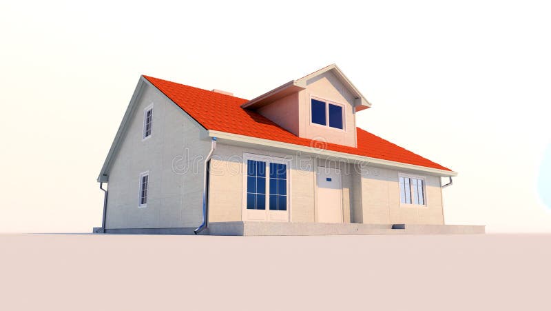3d family house isolated white background in the sunset stock illustration 3d family house isolated white background in the sunset stock illustration