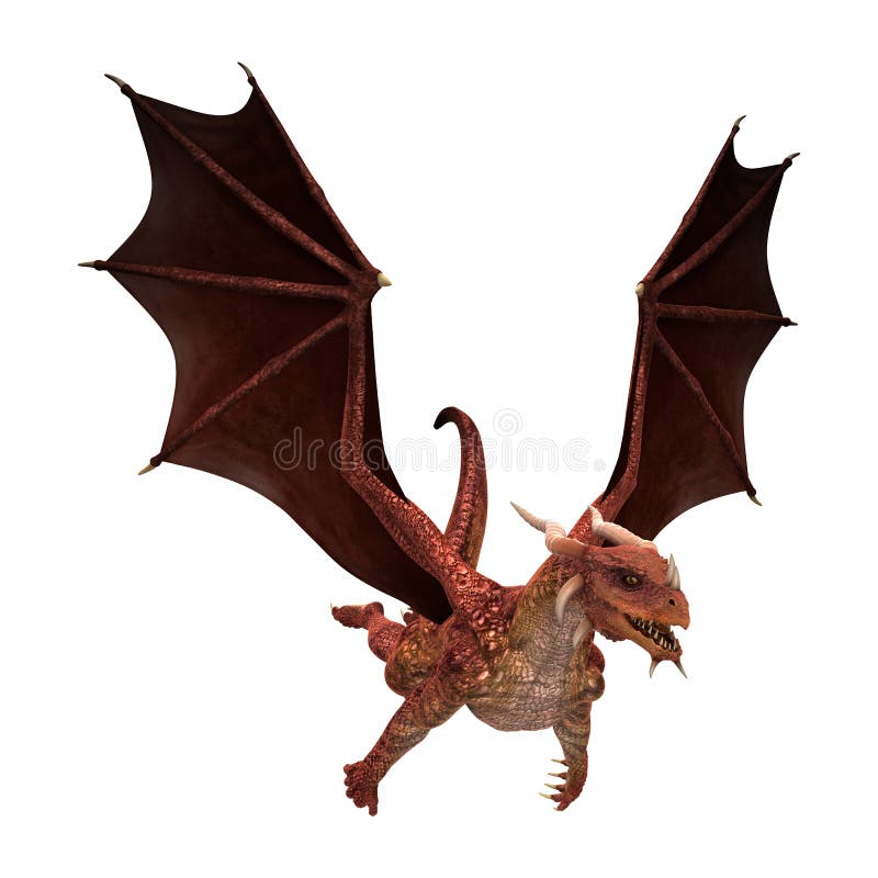 3D fantazi Ilustracyjny Czerwony smok na bielu ilustracji 3D fantazi Ilustracyjny Czerwony smok na bielu ilustracji