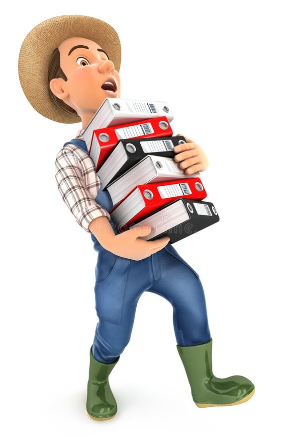 3D illustration. Tired Farmer 3D cartoon character. Farmer is