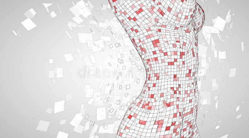 3d Female Body from Square Polygons. Vector Stock Vector - Illustration