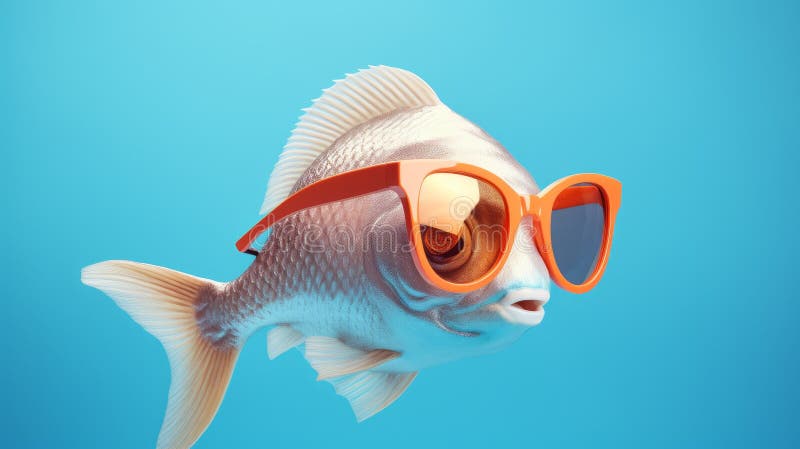 3d Fish with Sunglasses: Retro Glamor in Bold Colors Stock Illustration -  Illustration of light, environmental: 287208124