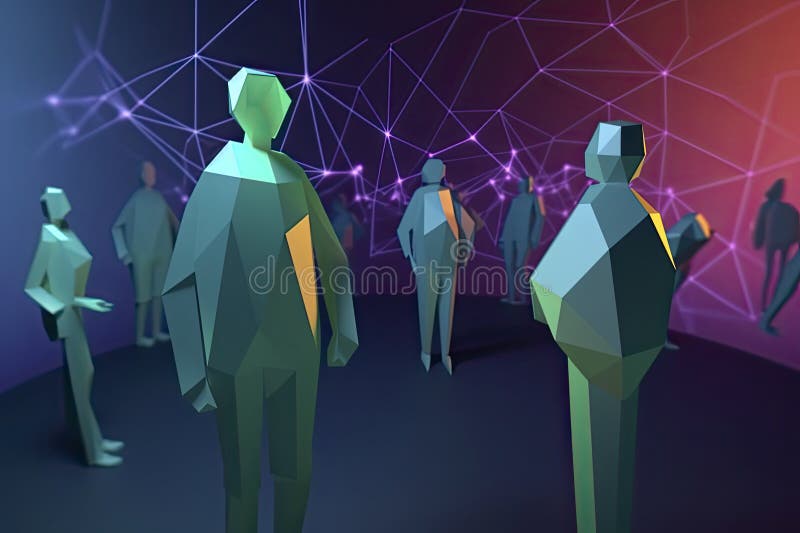 3d-Flachbildfernseher in einer abstrakten Welt miteinander verbunden. metaverse und virtuelle globale Netzwerke lizenzfreie abbildung