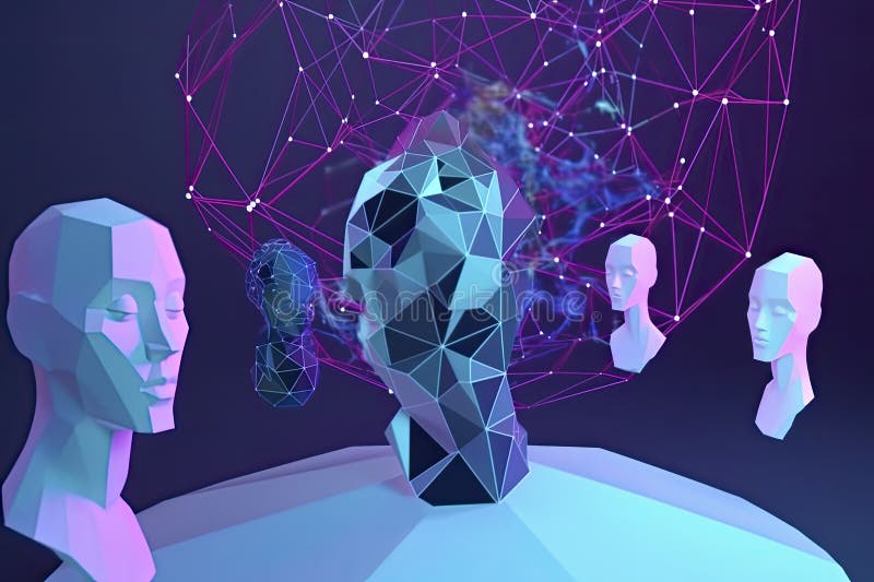 3d-Flachbildfernseher in einer abstrakten Welt miteinander verbunden. metaverse und virtuelle globale Netzwerke vektor abbildung