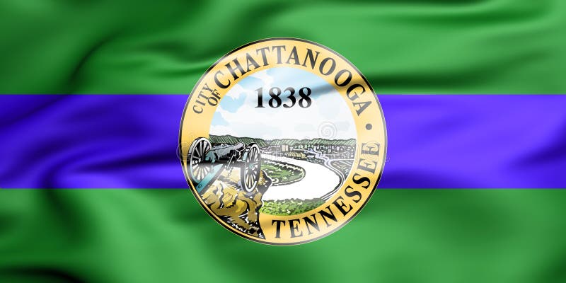 Flag of Chattanooga Tennessee, USA. 3D Illustration stock illustration