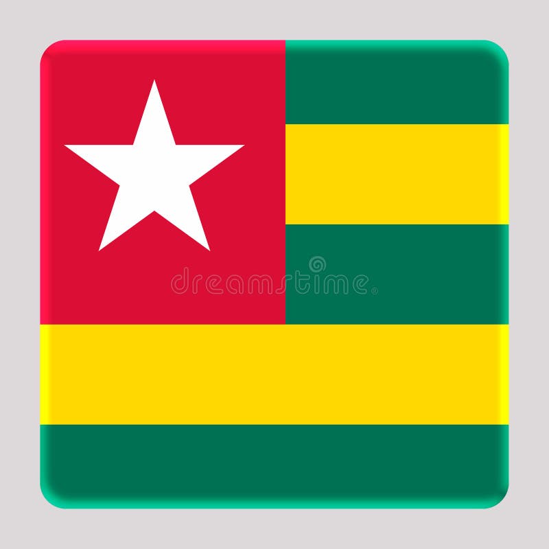 3D Flag of Togo on square vector illustration