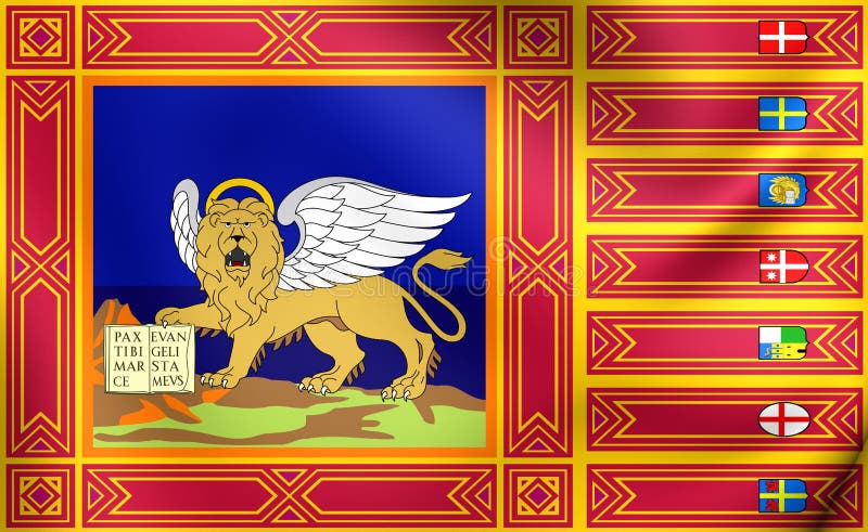 Veneto Flag And Map, Italy, Flag Of Saint Marco Stock Vector ...