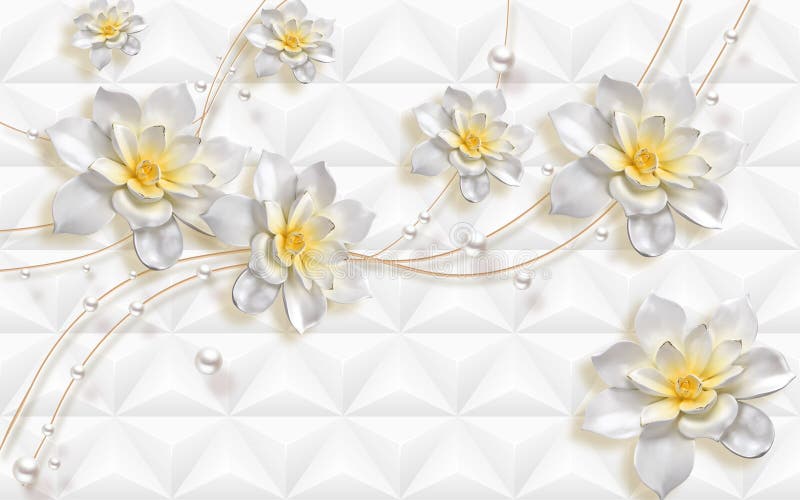 3d Flower Design Wallpaper Background, Stock Illustration - Illustration of  object, floral: 163522909