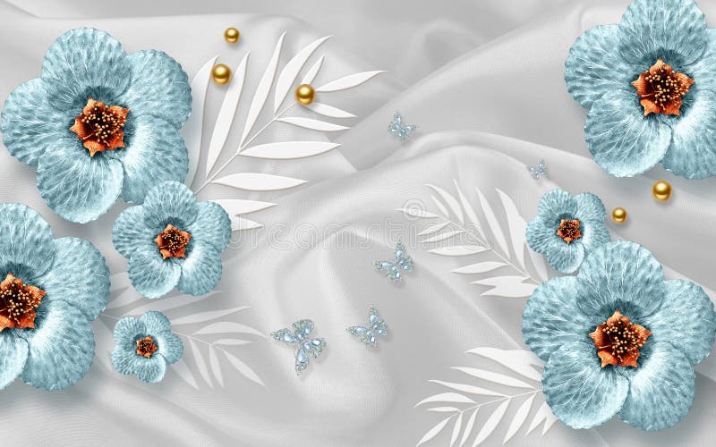 3d Flower Design Wallpaper Background, Stock Illustration - Illustration of  plant, beauty: 163524708