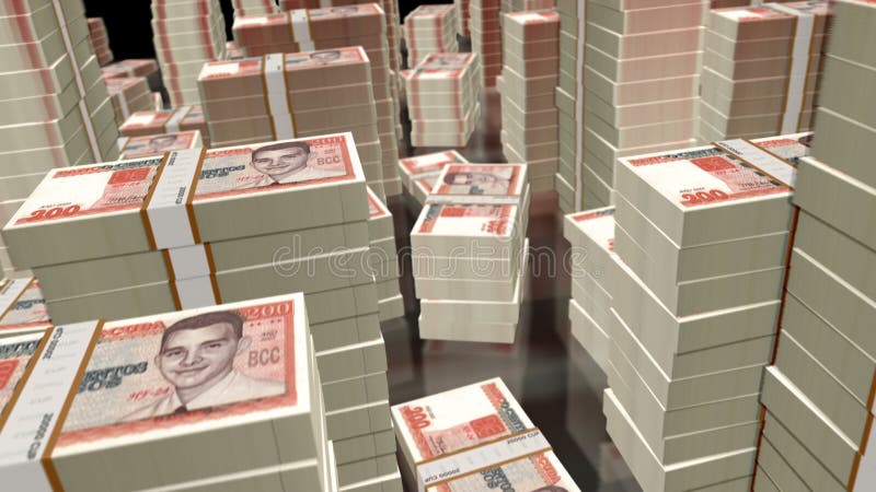 3D-Flug über den Kuba Peso-Geld-Banknoten-Packs Schleife Animation vektor abbildung