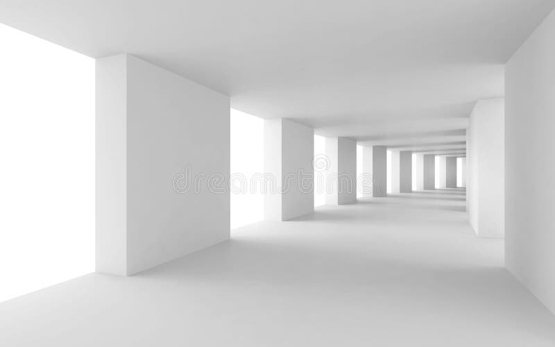 3d fondo abstracto, pasillo blanco doblado stock de ilustración