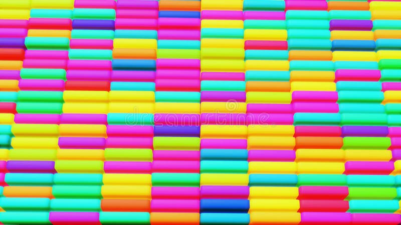 3d fondo festivo creativo abstracto con animación flotante columnas multicolores ascender y caer. caricatura ilustración del vector