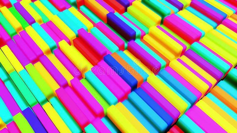 3d fondo festivo creativo abstracto con animación flotante columnas multicolores ascender y caer. caricatura stock de ilustración