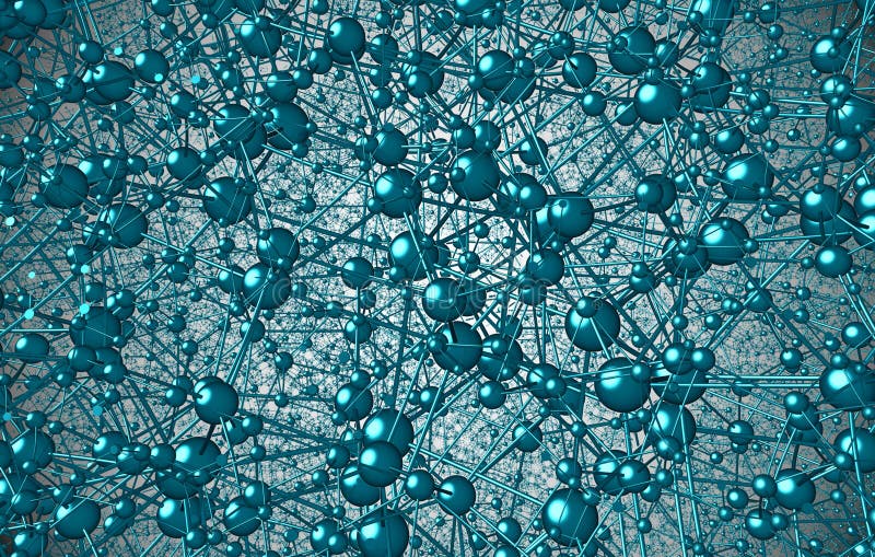 Fractal Rendering Molecular Atomic Crystal Ctructure vector illustration