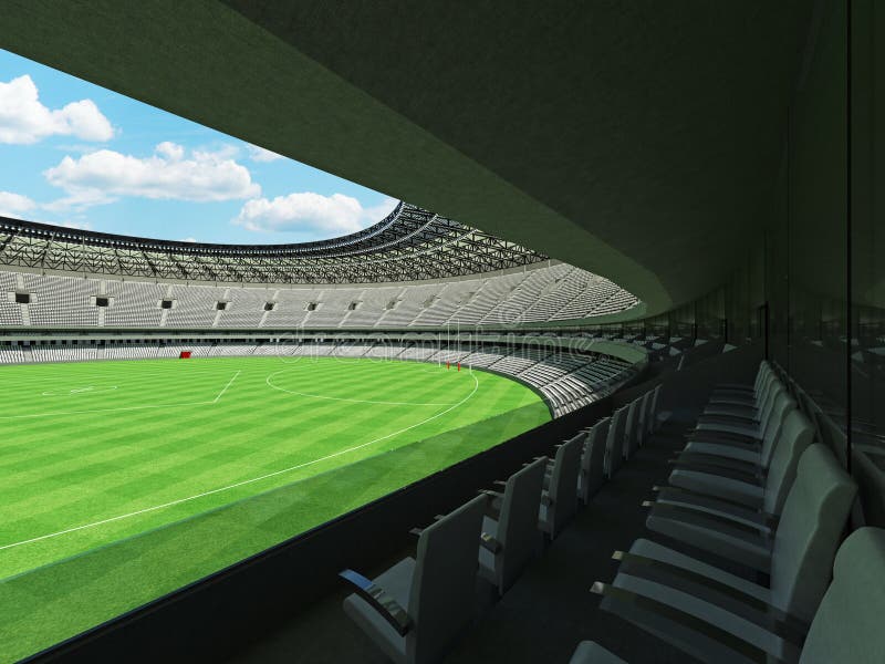 3D framför av en rund australisk regelfotbollsarena med vita platser vektor illustrationer 3D framför av en rund australisk regelfotbollsarena med vita platser vektor illustrationer
