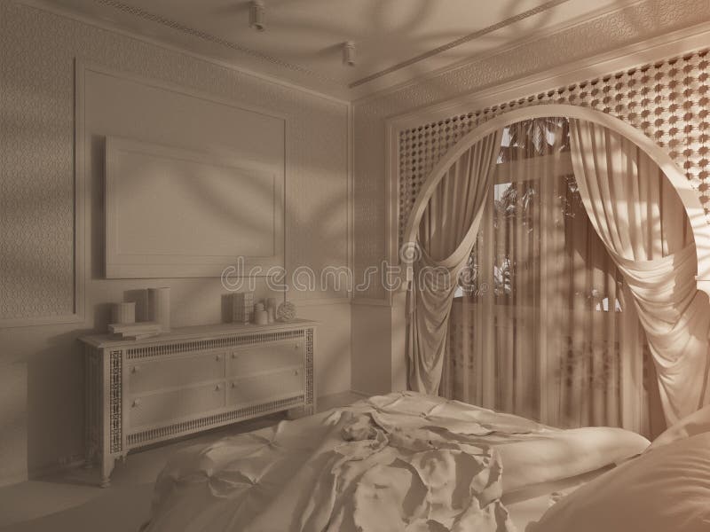 3d framför för stilinre för sovrum islamisk design stock illustrationer 3d framför för stilinre för sovrum islamisk design stock illustrationer