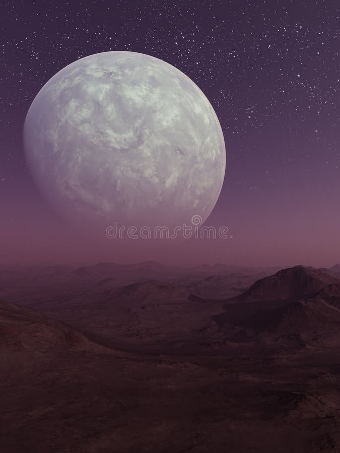 3d framförd utrymmekonst: Främmande planet royaltyfri illustrationer 3d framförd utrymmekonst: Främmande planet royaltyfri illustrationer
