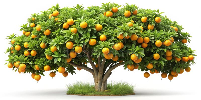 3D Fructul abundent de portocale și frunzele verzi de culoare portocalie topite Izolate pe fond alb vector illustration