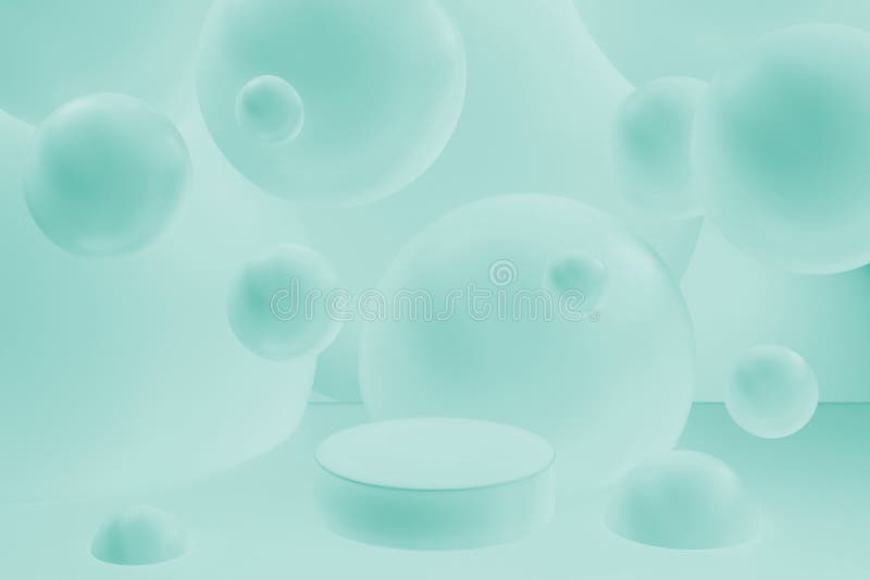 3D fundal podium realist o aqua cerc verde podium visător lumină abstractă sfere. vector illustration