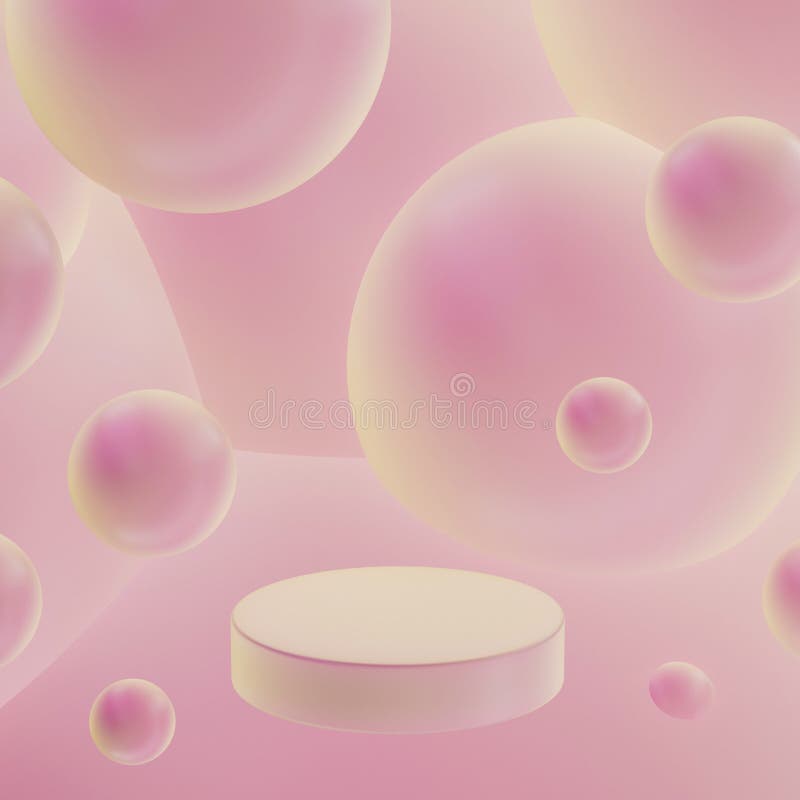 3D fundal podium realist un cerc roz podium visează sfere abstracte roz. royalty free illustration