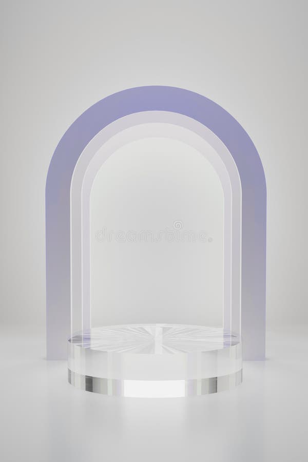 3D fundalul podium cilindric realist din sticlă transparentă mockup 3d rendering. stock illustration