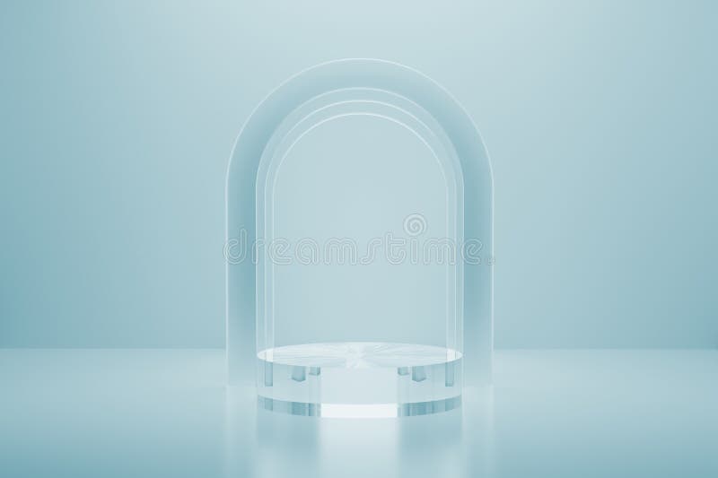 3D fundalul podium cilindric realist din sticlă transparentă mockup 3d rendering. royalty free illustration