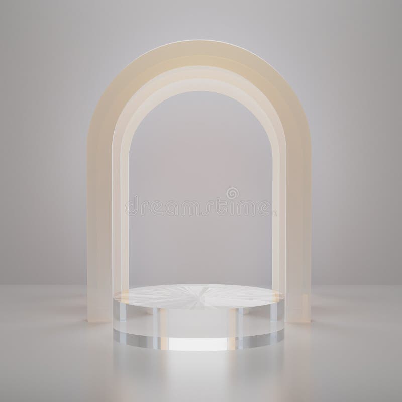 3D fundalul podium cilindric realist din sticlă transparentă mockup 3d rendering. royalty free illustration