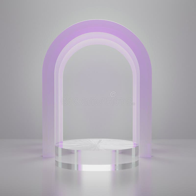 3D fundalul podium cilindric realist din sticlă transparentă mockup 3d rendering. royalty free illustration