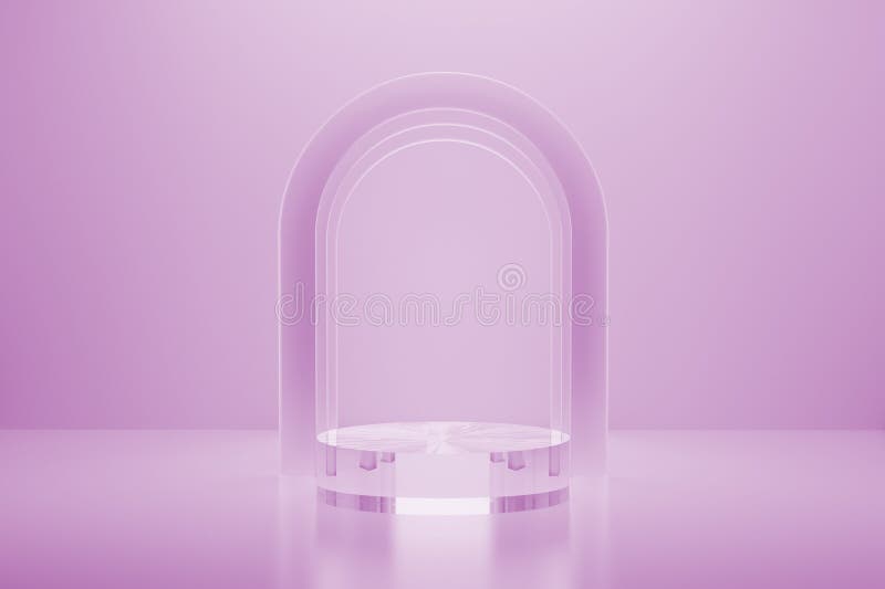 3D fundalul podium cilindric realist din sticlă transparentă mockup 3d rendering. vector illustration