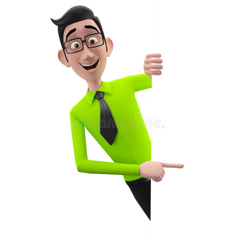 3d funny character, cartoon sympathetic looking business man