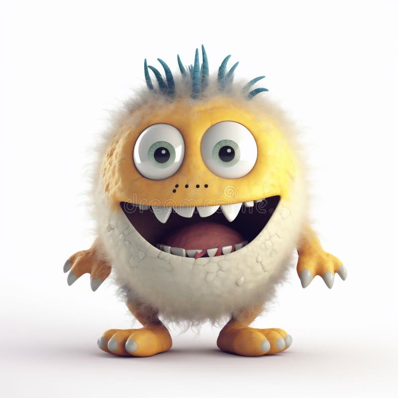 A 3D Funny, Fuzzy Monster with Weird Teeth and Bulging Eyes Stock  Illustration - Illustration of shows, mammal: 277095701