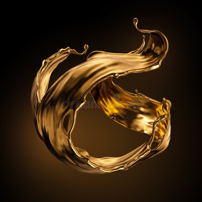 3d fusione brillante in oro liquido splash metallizzazione ondeggiante olio cosmetico olio d'oro spezzatura di una clip artistica