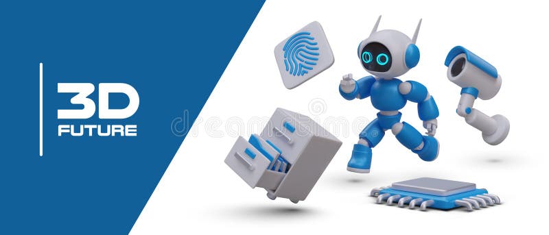 3d viitor. procesor unitate centrală de procesare. protecția controlului accesului la datele cu caracter personal stock illustration