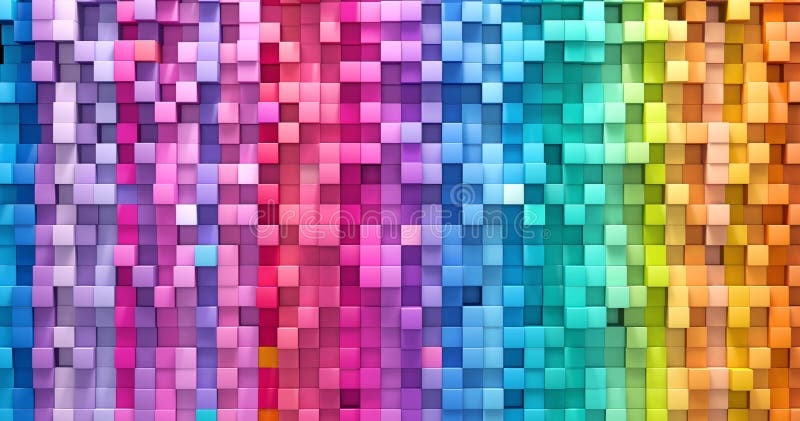 3d făcând din fundalul abstract un perete de cuburi colorate vector illustration