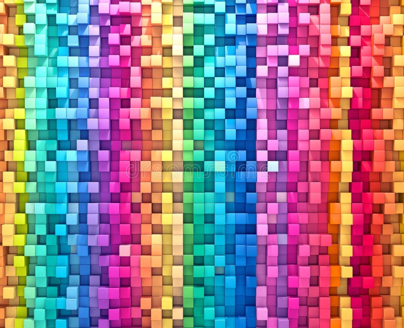 3d făcând din fundalul abstract un perete de cuburi colorate royalty free illustration