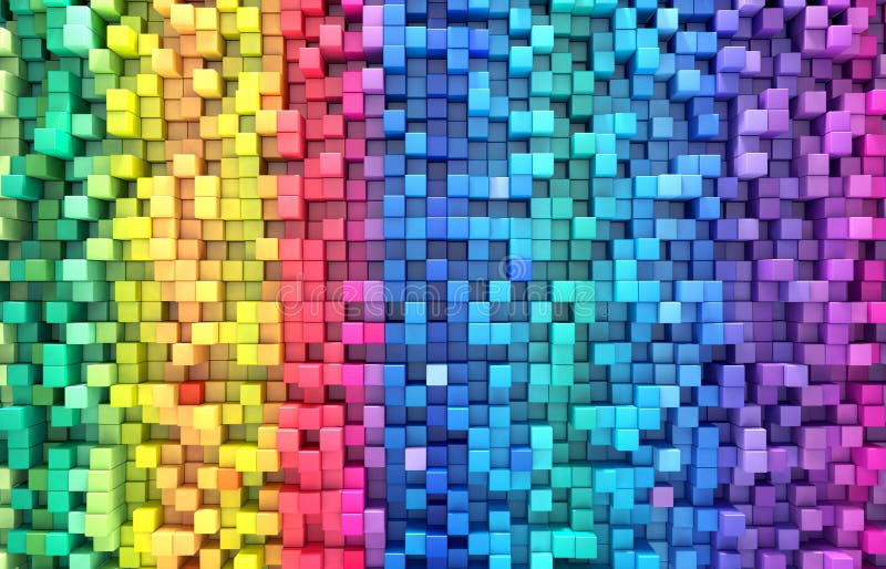 3d făcând din fundalul abstract un perete de cuburi colorate stock illustration