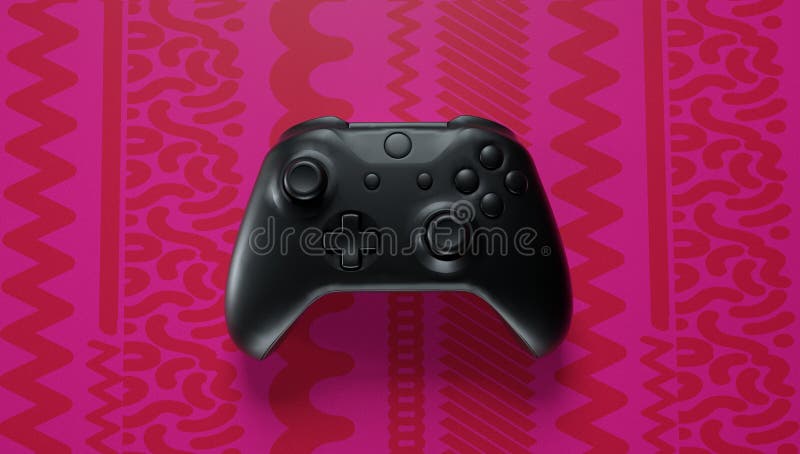 3D game console controller in pink background