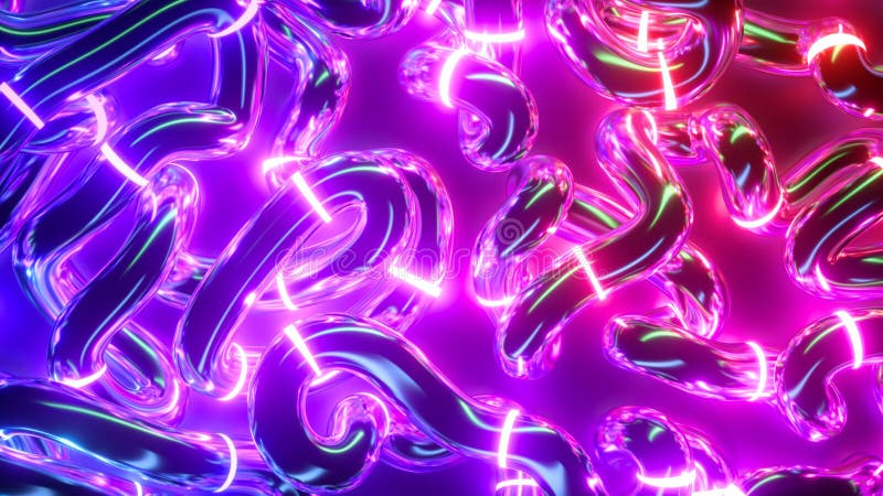 3d ge abstrakt livfull, neon-bakgrund. böjligt ljusrör stock illustrationer