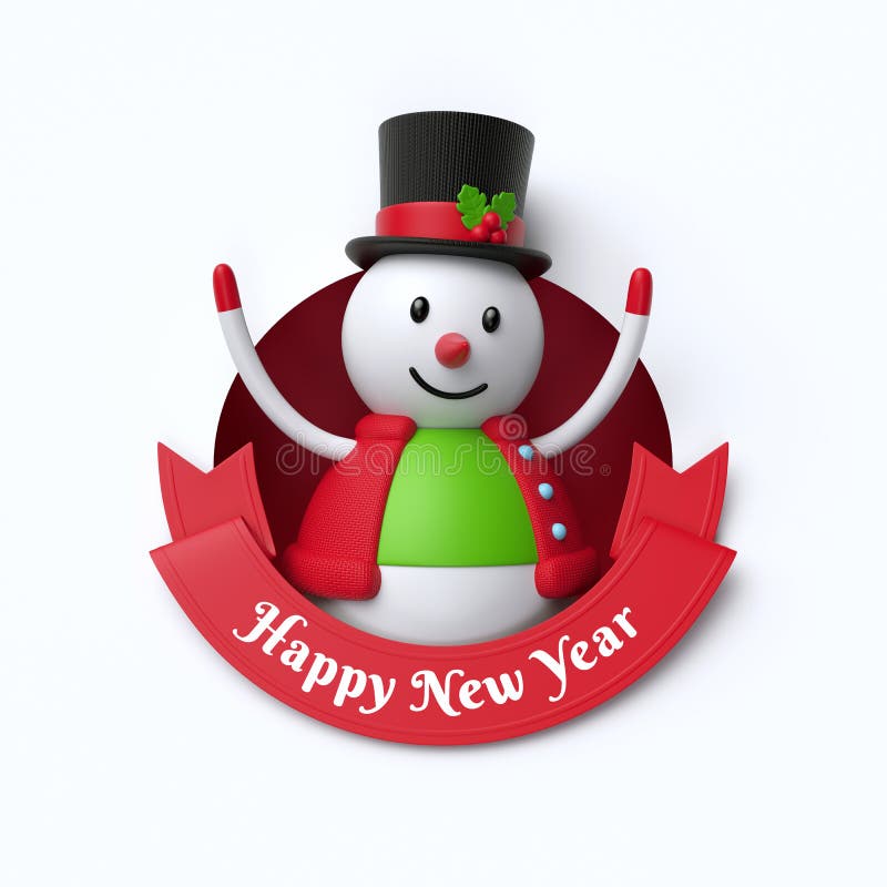 3d geef, grappig sneeuwmanstuk speelgoed, binnen rond gat, Gelukkig Nieuwjaar terug, vector illustratie 3d geef, grappig sneeuwmanstuk speelgoed, binnen rond gat, Gelukkig Nieuwjaar terug, vector illustratie