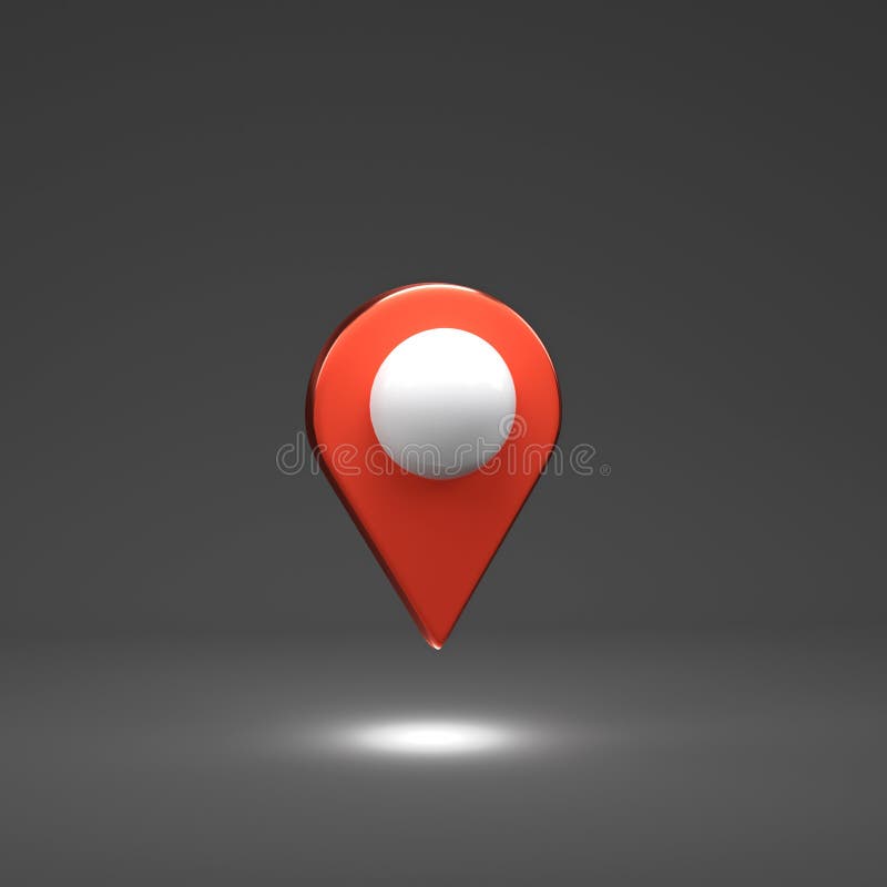 3D render Illustration. Red map pointer. Location point. 3D render Illustration. Red map pointer. Location point