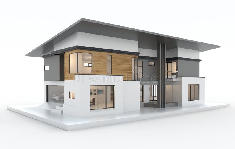 3d geef van modern geïsoleerd huis terug vector illustratie 3d geef van modern geïsoleerd huis terug vector illustratie